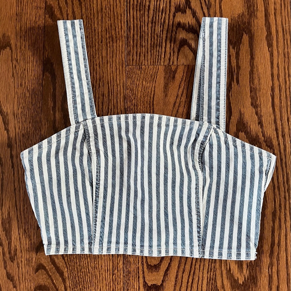 Zara Striped Denim Crop Top - XS